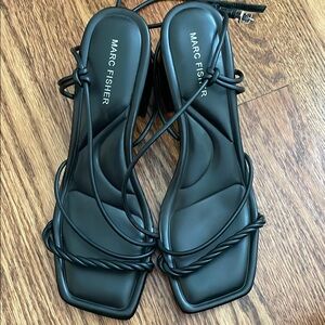 Marc Fisher Black Strappy Sandals with Low Heel